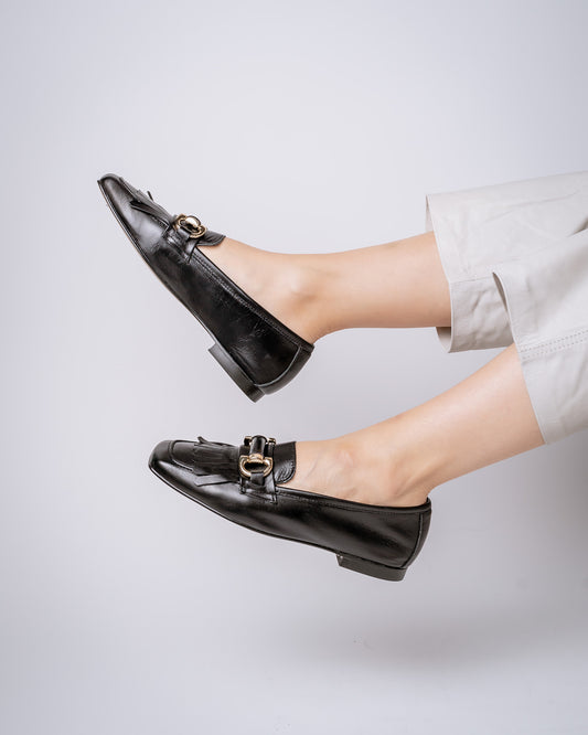 MOCASÍN CON FLECOS NAPA 24-I NEGRO